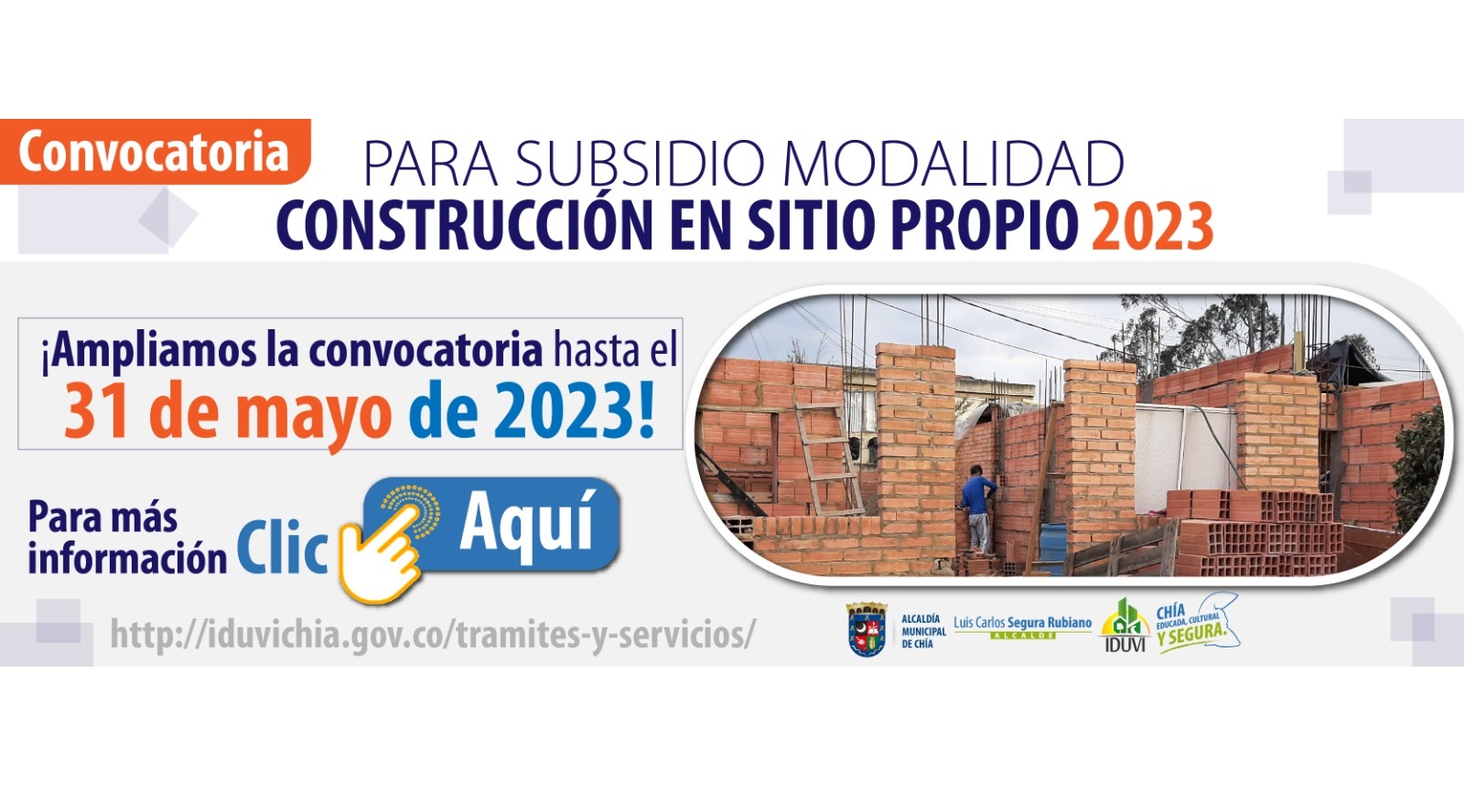 Se amplia el plazo de postulación e inscripción de la Convocatoria Subsidio Familiar de Vivienda en la modalidad de Construcción Sitio Propio 2023