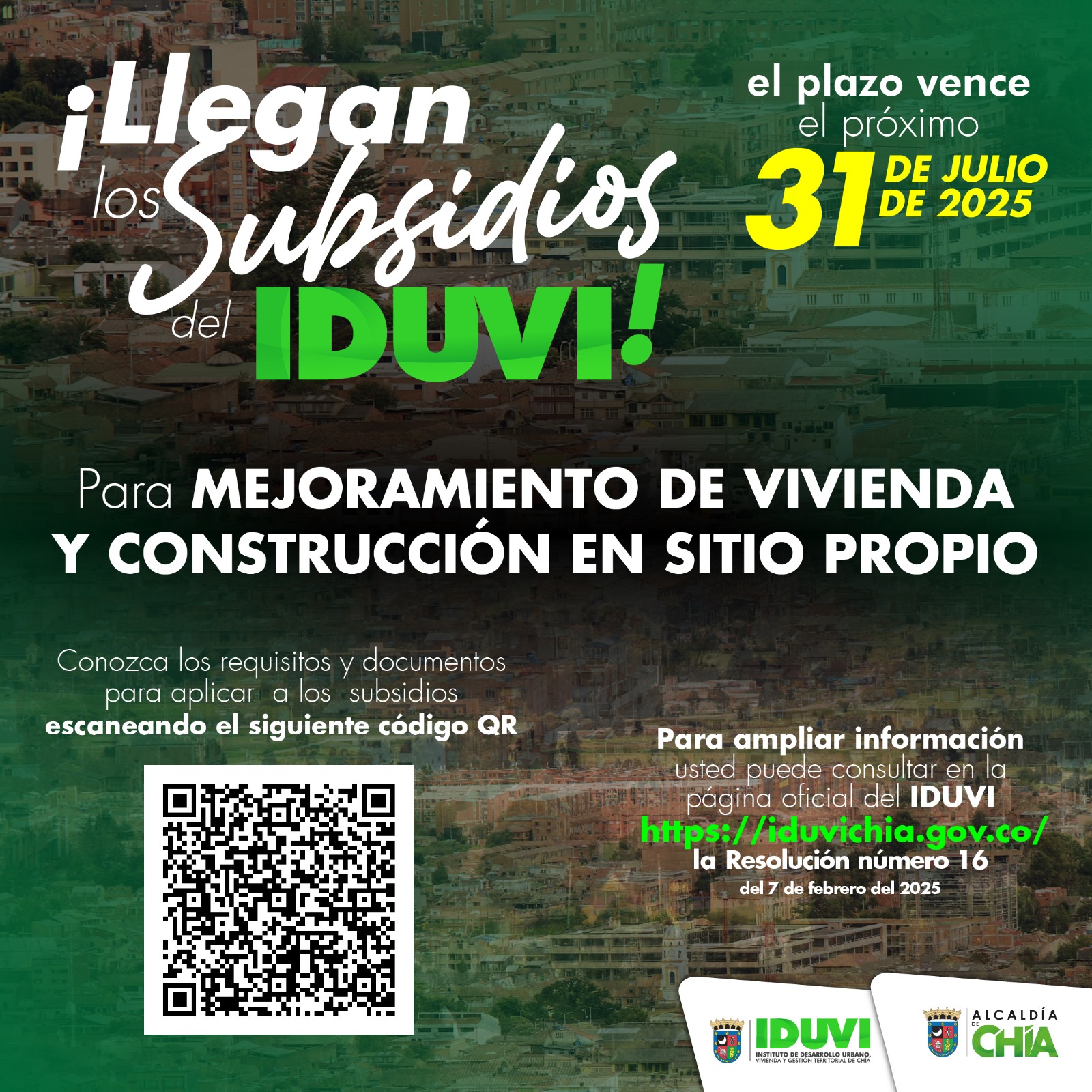 El IDUVI Inicia la Convocatoria para los Subsidios de Mejoramiento de Vivienda y Construcción en Sitio Propio para este 2025